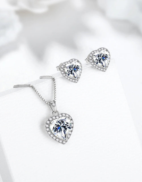 Load image into Gallery viewer, White Heart Jewelry Sets Women Diamond April Birthstone Jewelry Set Necklace Earrings 925 Sterling Silver Fine Jewelry Birthday Mother'S Day Gift