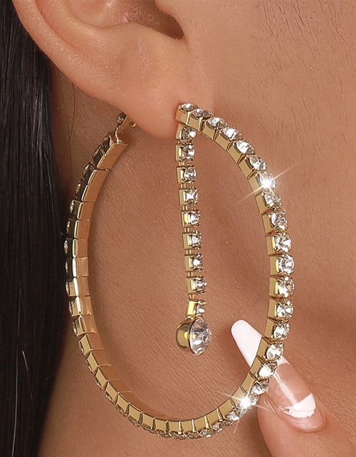 Load image into Gallery viewer, Trendy Geometric Earrings 1 Pair - Silver Hoop Dangle Fashionable Earrings