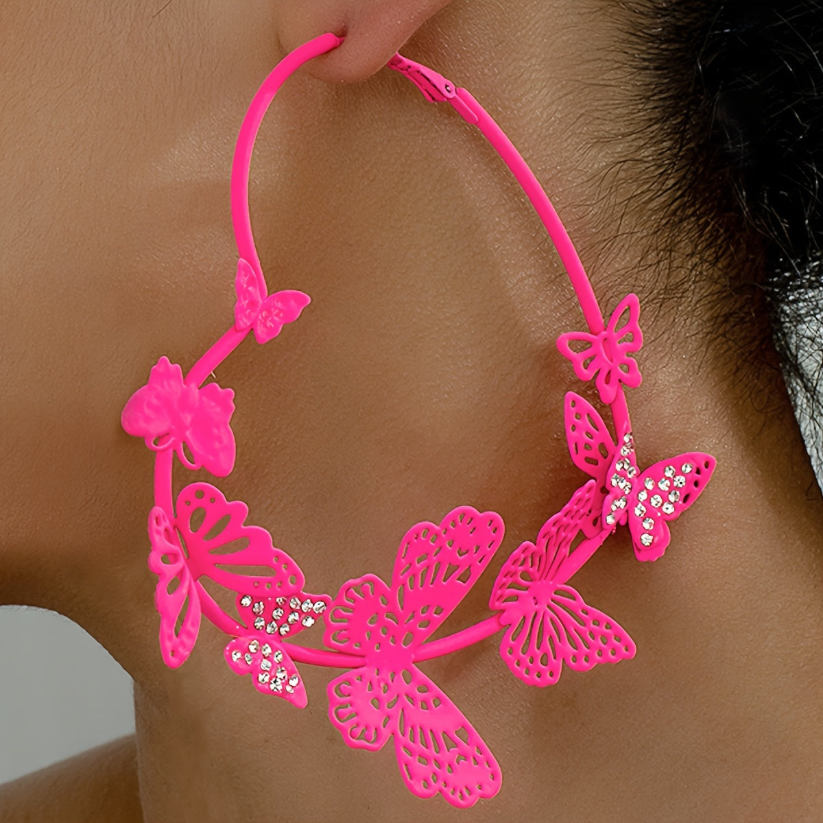 Butterfly and Heart Design with Stainless Steel Ear Needle, No Plating - Versatile Fashion Accessory
