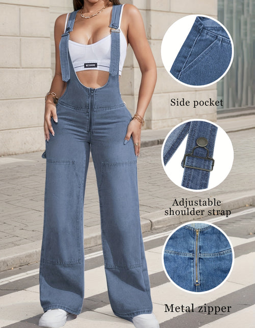 Load image into Gallery viewer, 2025 New Women'S Sexy Adjustable Strap Denim Romper Casual Sleeveless High-Waisted Cargo Jeans