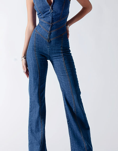 Load image into Gallery viewer, Slim Fit Sleeveless Fashion Street Retro Style High Waist Denim Jumpsuit
