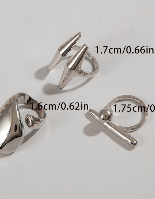 Load image into Gallery viewer, A Set of Three Stylish And Unique Metallic Irregular Liquid Shine Rings