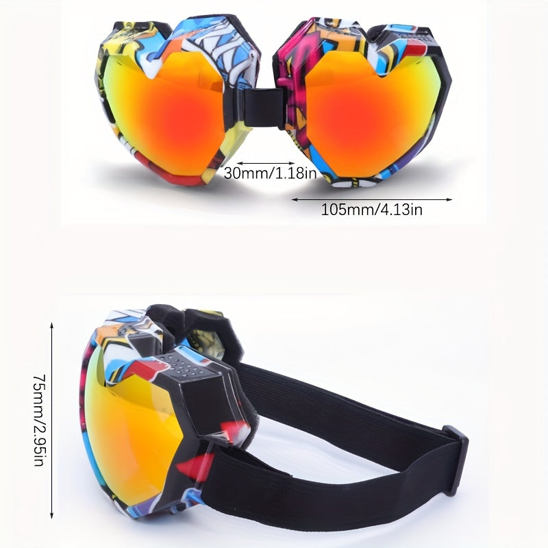 New Trendy Oversized Flower Love Outdoor Sports Fashion Glasses Winter Travel Sports Glasses