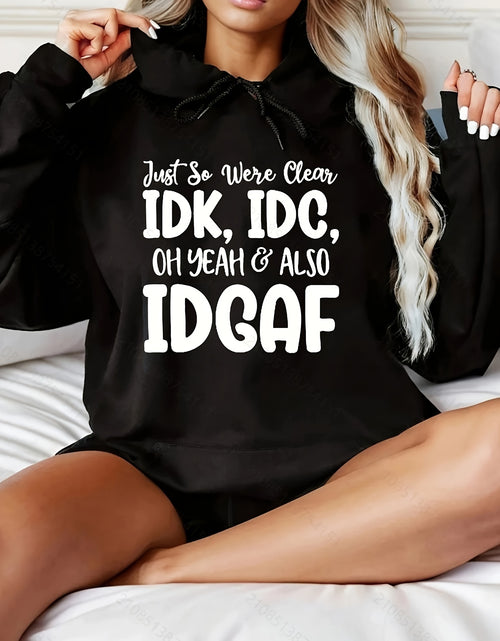 Load image into Gallery viewer, Soft Plus Size Cozy Letter Print Hoodie- Women'S Relaxed Fit Drawstring Casual Sweatshirt for Winter& Fall Seasons