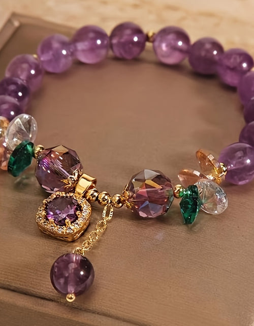 Load image into Gallery viewer, Classic Amethyst Bead Bracelet Featuring Cubic Zirconia, Non-Coated Fashion Jewelry for Women