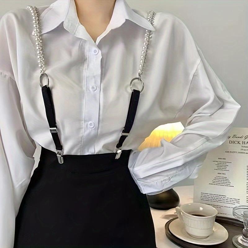 Fashion Pearl Chain Elastic Suspenders - Versatile & Stylish