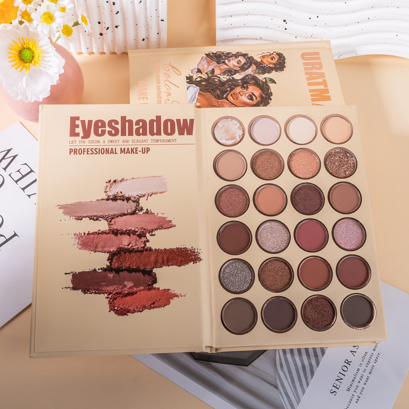 43-Color Book-Style Folding Makeup Palette, Matte Contour Blush Makeup Palette, Pearlescent Fine Glitter Highlighter Powder, Multi-Functional Makeup