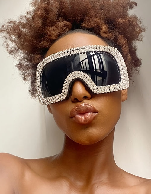 Load image into Gallery viewer, Fashionable Oversized Glasses With Rhinestone Embellishments Retro, Unique, High-tech, And Punk Styles.
