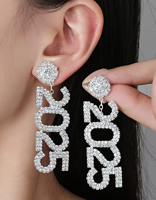 Load image into Gallery viewer, Luxurious 2025 Rhinestone Earrings - Elegant Number Tassel Dangle Jewelry for Women