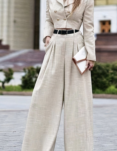 Load image into Gallery viewer, Women's Autumn Fit Turndown Long Sleeve Suit Jacket Loose Pants Suit Set