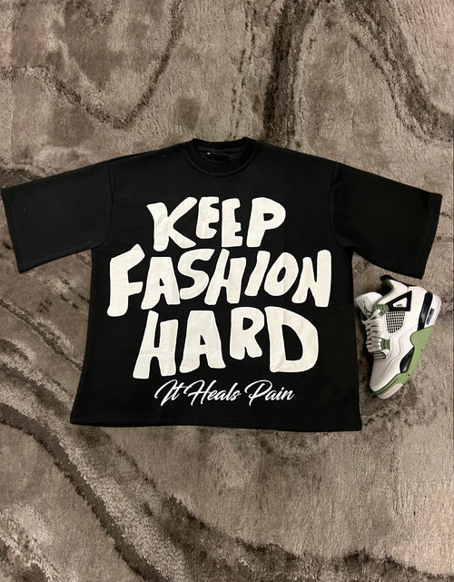 Load image into Gallery viewer, 100% Pure Cotton KEEP FASHION HARD Men's Soft T-Shirt - Comfortable, Casual Short Sleeve Tee for Summer, Round Neck, Geometric Print -