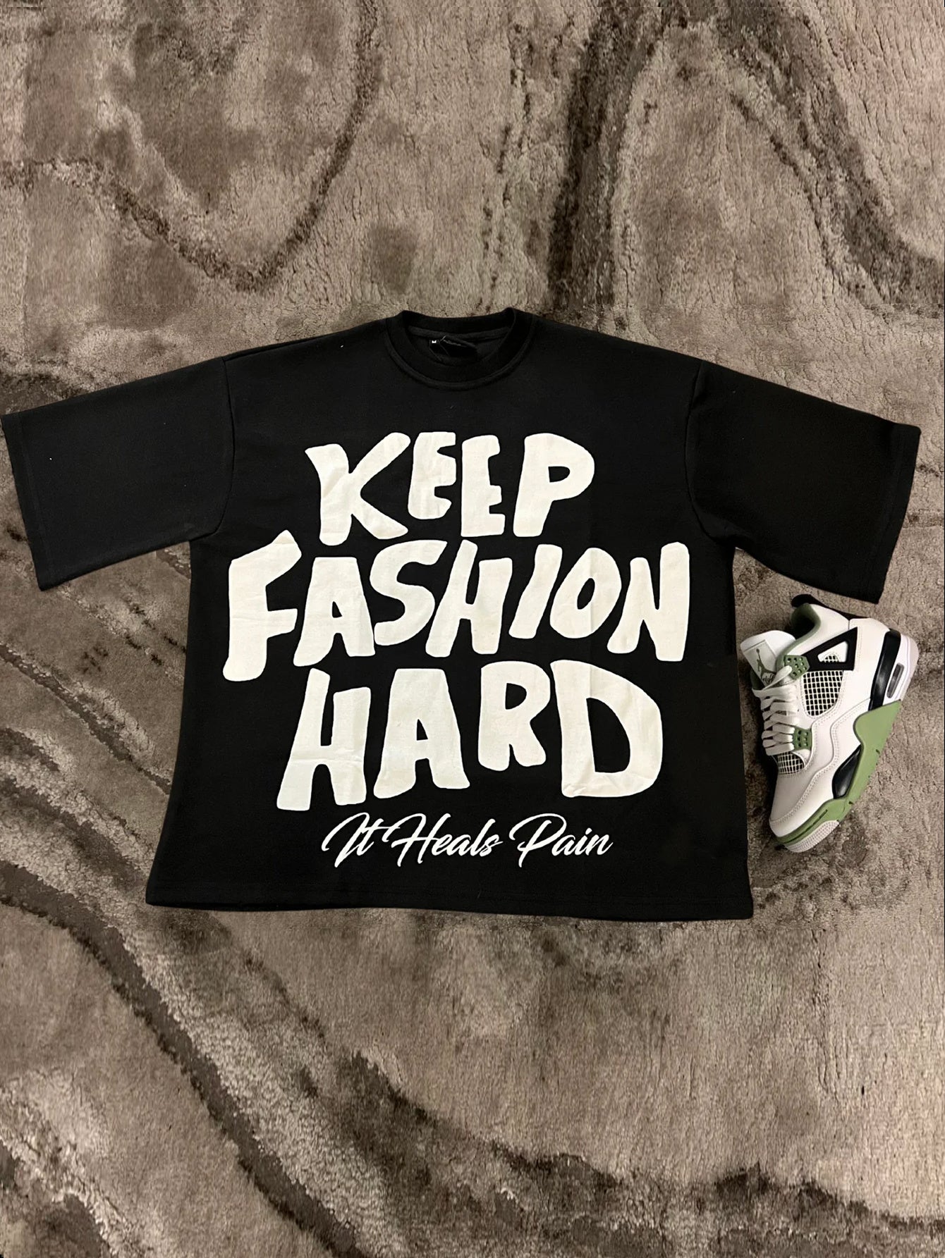 100% Pure Cotton KEEP FASHION HARD Men's Soft T-Shirt - Comfortable, Casual Short Sleeve Tee for Summer, Round Neck, Geometric Print -