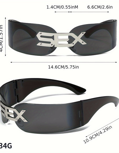 Load image into Gallery viewer, A Pair of New Style Cyberpunk Futuristic Technology Glasses with a SEX Metal Letter Black Frame, Frameless Windproof Glasses for Both Men And Women.
