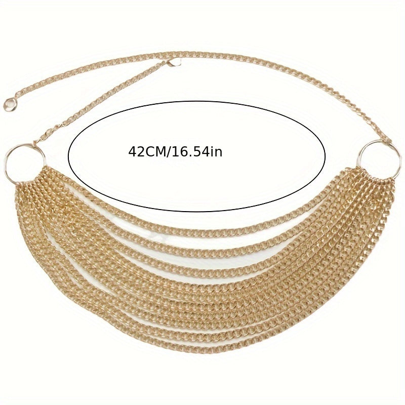 Women Handmade Metal Waist Chain Belt - Multi-Layer Statement Waist Accessory