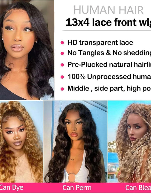 Load image into Gallery viewer, 18 Inch Body Wave Lace Front Wigs Human Hair Ocean Wave 13X4 HD Transparent 360°Full Lace Ombre Lace Frontal Wig Pre Plucked with Baby Hair 12A Glueless Wig for Women Tt1B/Bug(Black Red)