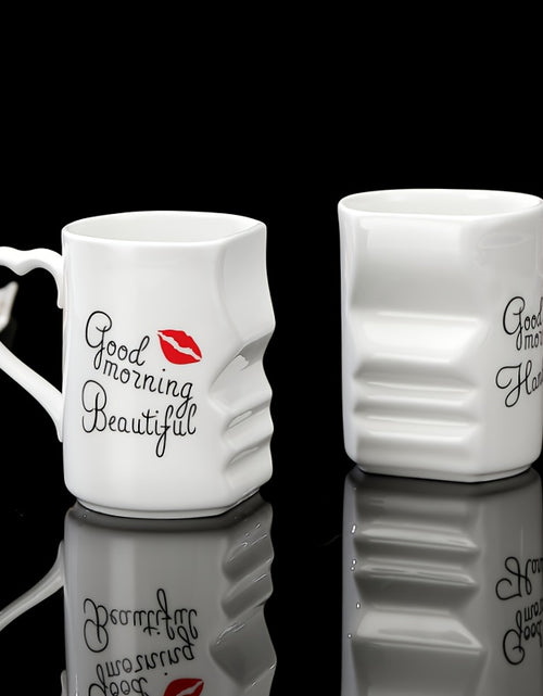 Load image into Gallery viewer, 2pcs, 360ml/12.1oz Ceramic Kissing Mug, Creative Couple Love Mug for Drinking Coffee Together