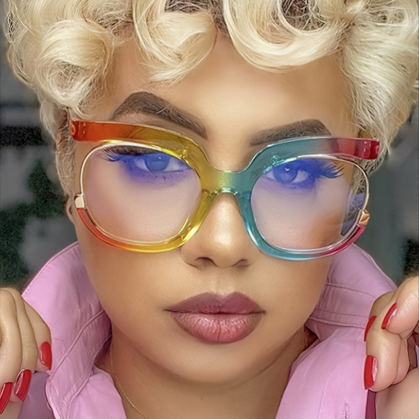 Oversized Y2K Fashion Full Rim Glasses with AC Lens, Anti-Blue Light, Metal Hinges, and Anti-Fog Cloth Included