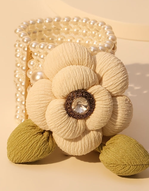 Load image into Gallery viewer, Pearl Bohemian Flower Elegant Multi-Layer Pearl and Polyester Flower Bohemian Bracelet for Any Occasion