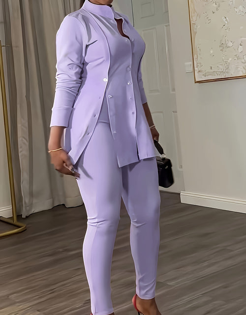 Load image into Gallery viewer, Casual Simple Button Slit Solid Color Shirt Collar Long Sleeve Two Piece Pant Outfit