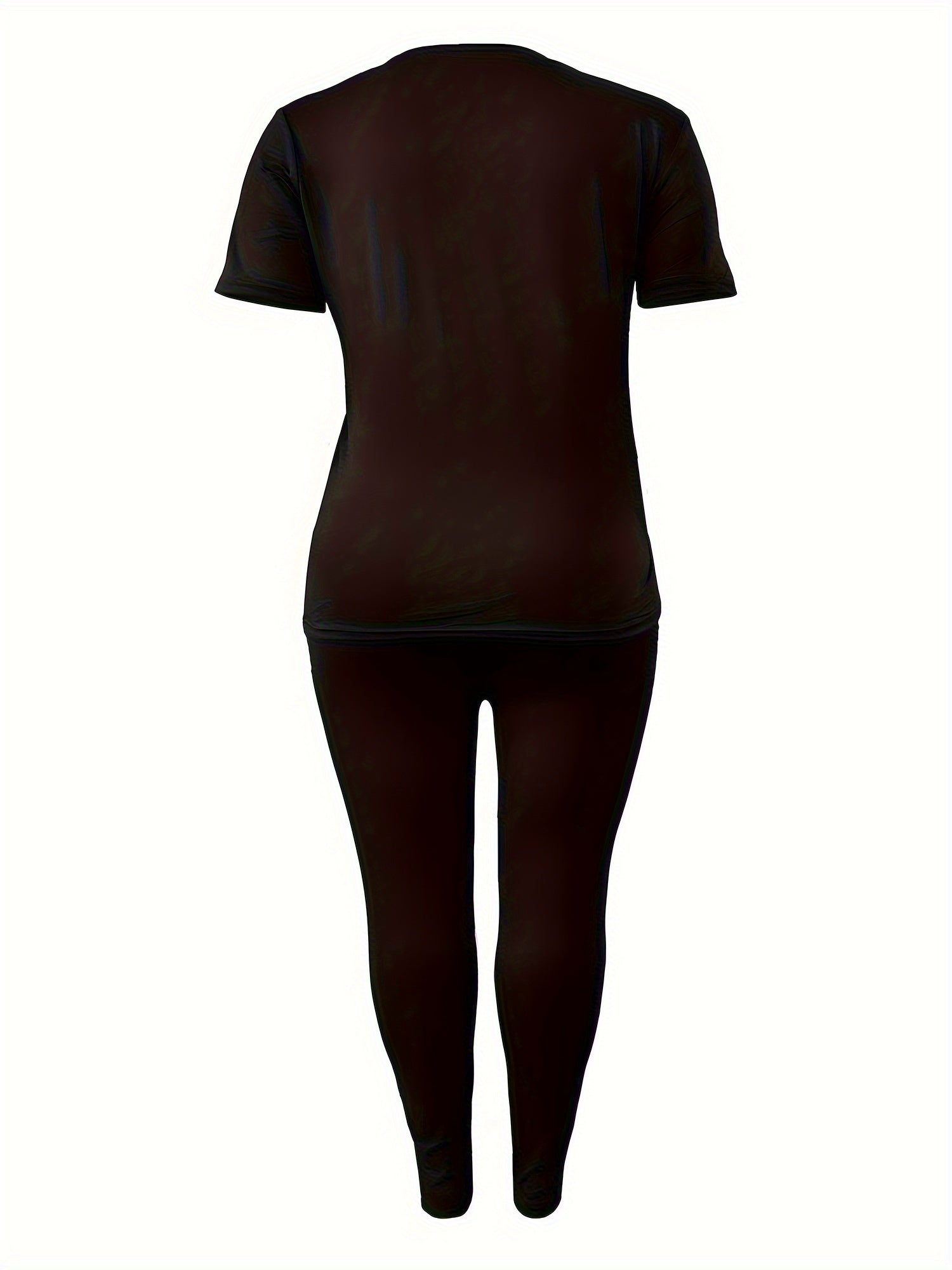 Plus Size Women'S "It'S Not Sweat, It'S My Body Crying" Graphic Tee & Leggings Set - Stretchy, Short Sleeve, Round Neck, No Pockets, Machine Washable, Casual Activewear, Activewear Outfit|Bold Print Top|Stretchy Fabric, Plus