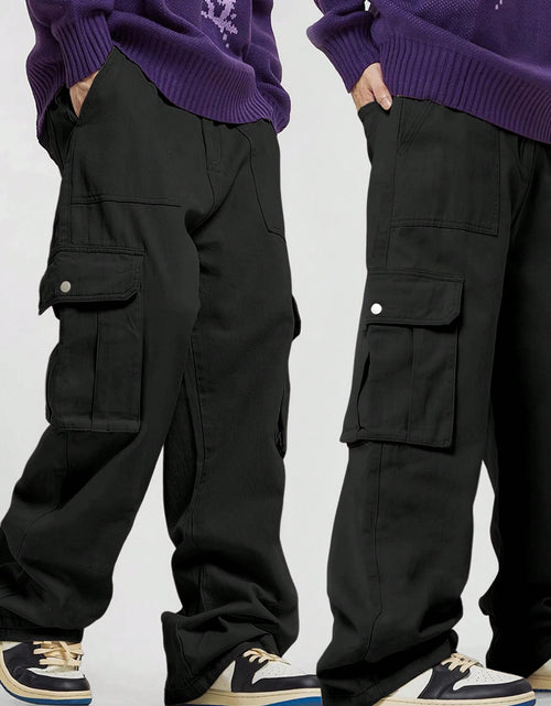 Load image into Gallery viewer, Pocket Men's Straight Leg Cargo Pants, Loose Casual Outdoor Pants
