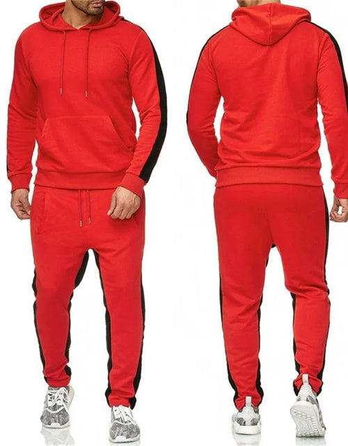 Load image into Gallery viewer, Men's 2 Piece Tracksuit Color Block Sweat suit Stripes Casual Long Sleeve Breathable Sportswear Suit