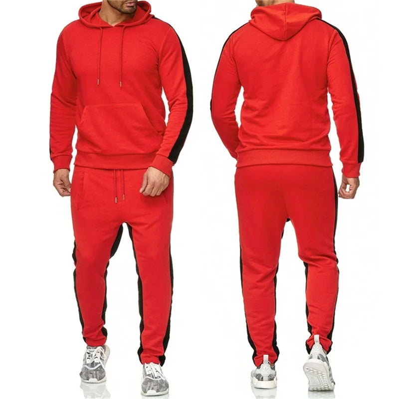Men's 2 Piece Tracksuit Color Block Sweat suit Stripes Casual Long Sleeve Breathable Sportswear Suit