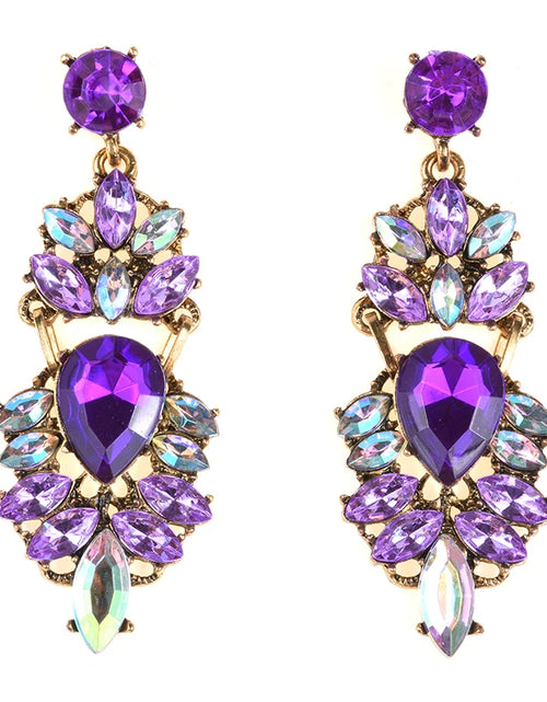 Load image into Gallery viewer, Boho Ethnic Water Crystal Drop Earrings Women's Geometric Statement Long Dangle Earring