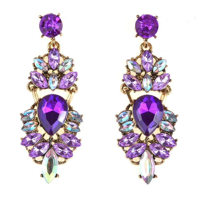 Boho Ethnic Water Crystal Drop Earrings Women's Geometric Statement Long Dangle Earring