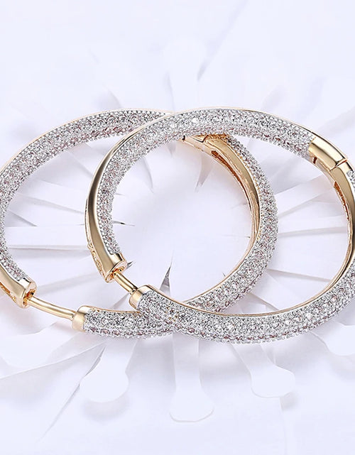 Load image into Gallery viewer, 925 Silver 34mm 18K Gold Circle Hoop Earrings