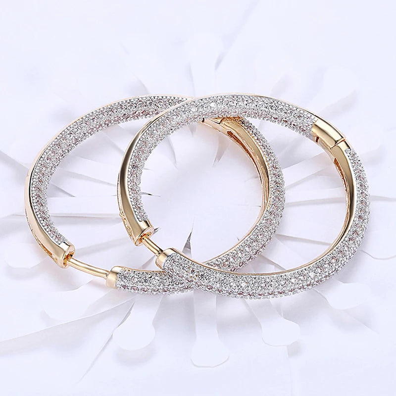 925 Silver 34mm 18K Gold Circle Hoop Earrings