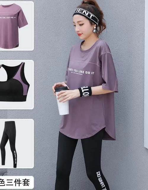 Load image into Gallery viewer, Plus Size Women Yoga Sets Loose T Shirt+Bra+Leggings Fitness Gym Suits Breathable Sports Running Clothing Tracksuit