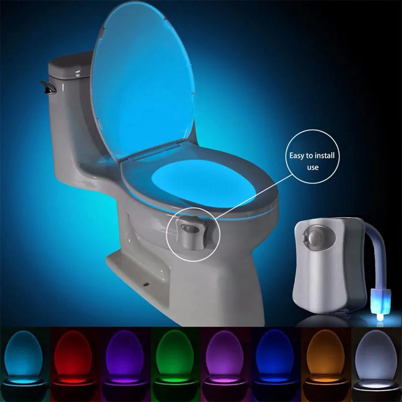 Smart Motion Sensor Toilet Seat Night Light 8 Colors Waterproof Backlight For Toilet Bowl LED Luminaria Lamp Toilet Light