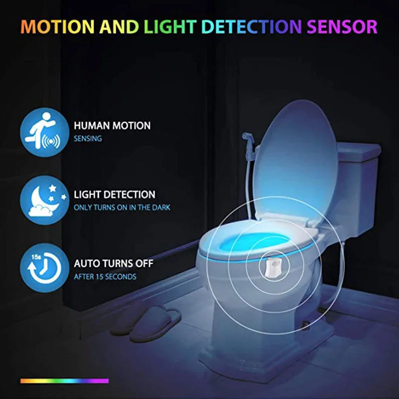 Smart Motion Sensor Toilet Seat Night Light 8 Colors Waterproof Backlight For Toilet Bowl LED Luminaria Lamp Toilet Light