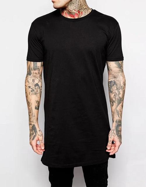 Load image into Gallery viewer, 2025 Brand New  Men Black Long T shirt Top Short Sleeve Casual Tee shirts