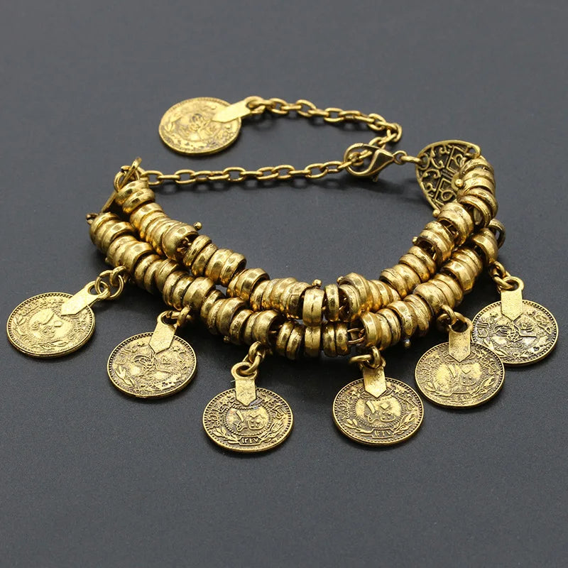 Bohemia Silver Color  Coin India Women's Anklet Chain