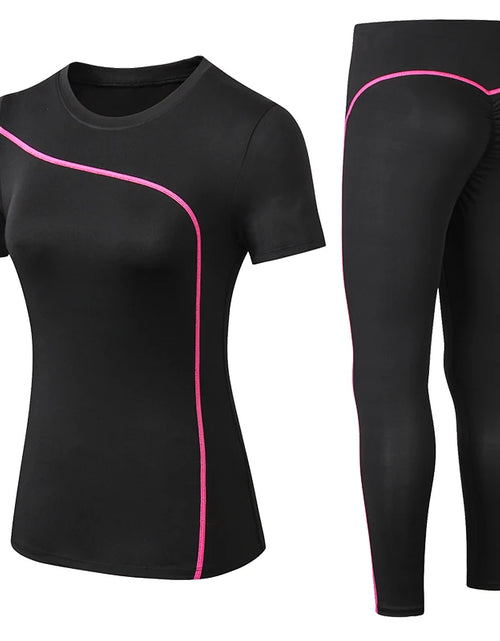 Load image into Gallery viewer, Yoga Set Quick Dry 2 Piece Female Short-sleeved long Pants Outdoor Sportswear Fitness suit Plus Size Sport outfit for woman