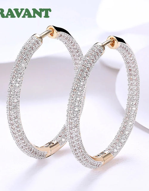 Load image into Gallery viewer, 925 Silver 34mm 18K Gold Circle Hoop Earrings