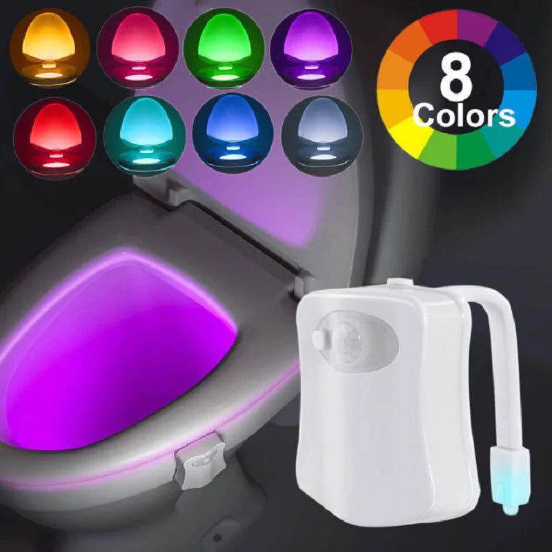 Smart Motion Sensor Toilet Seat Night Light 8 Colors Waterproof Backlight For Toilet Bowl LED Luminaria Lamp Toilet Light