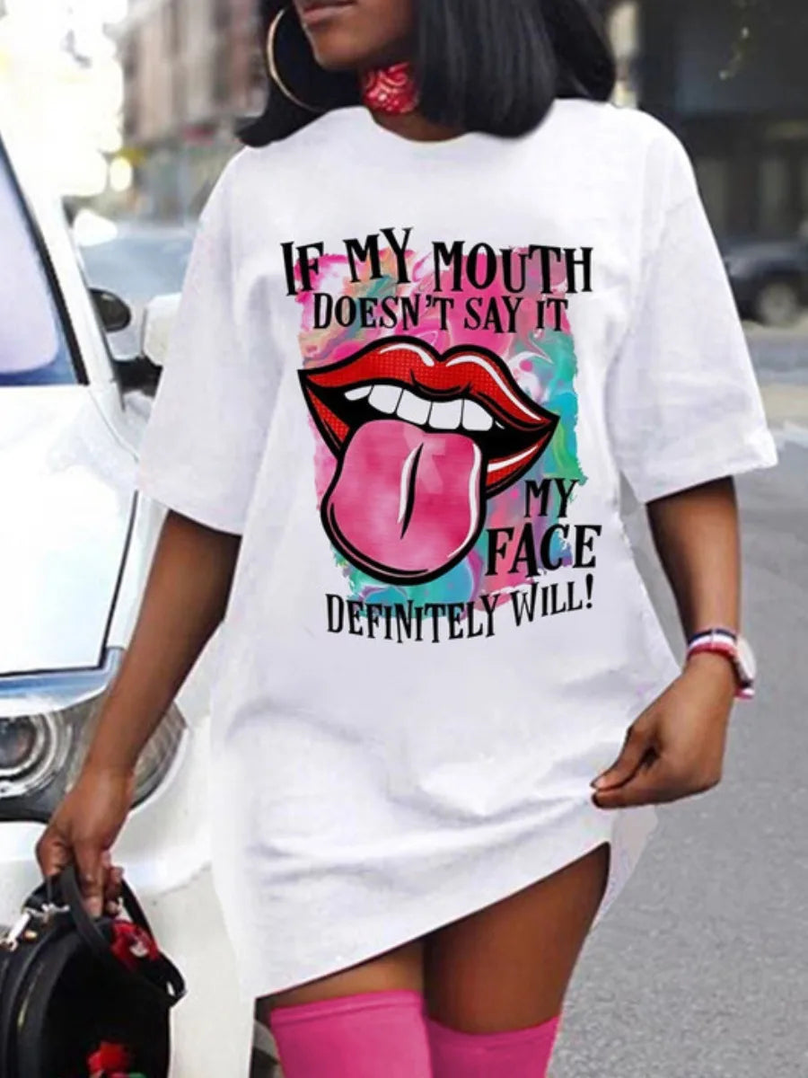 Women's Loose Fitting Short Sleeved T-shirt Dress
