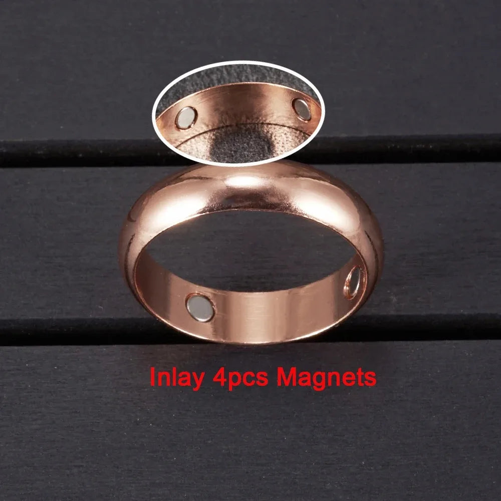 Pure Copper Magnetic Rings for Women Men Health Energy Finger Open Cuff Adjustable Jewelry Resizable