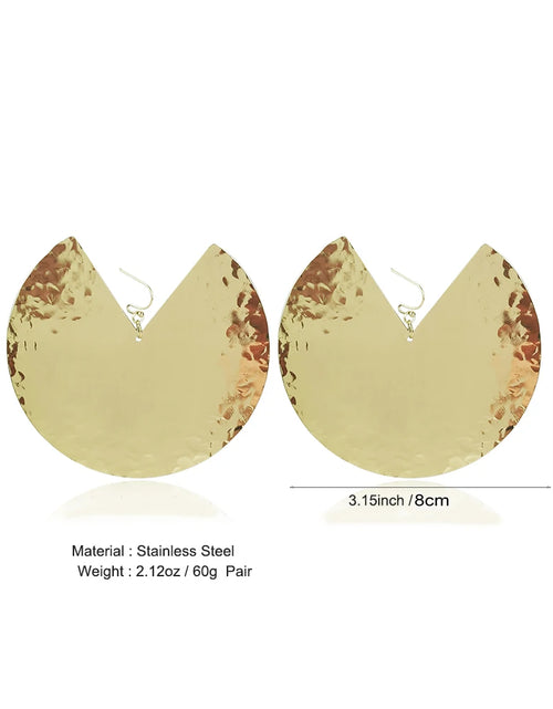 Load image into Gallery viewer, Oversized Fan-shaped Stainless Steel Dangle Earrings Alloy Big Drop Statement Earrings For Women