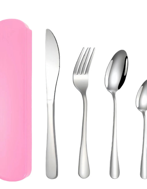 Load image into Gallery viewer, 4 Pieces of Knives, Forks, Spoons and Tableware, Tableware with Storage Box, Portable Tableware