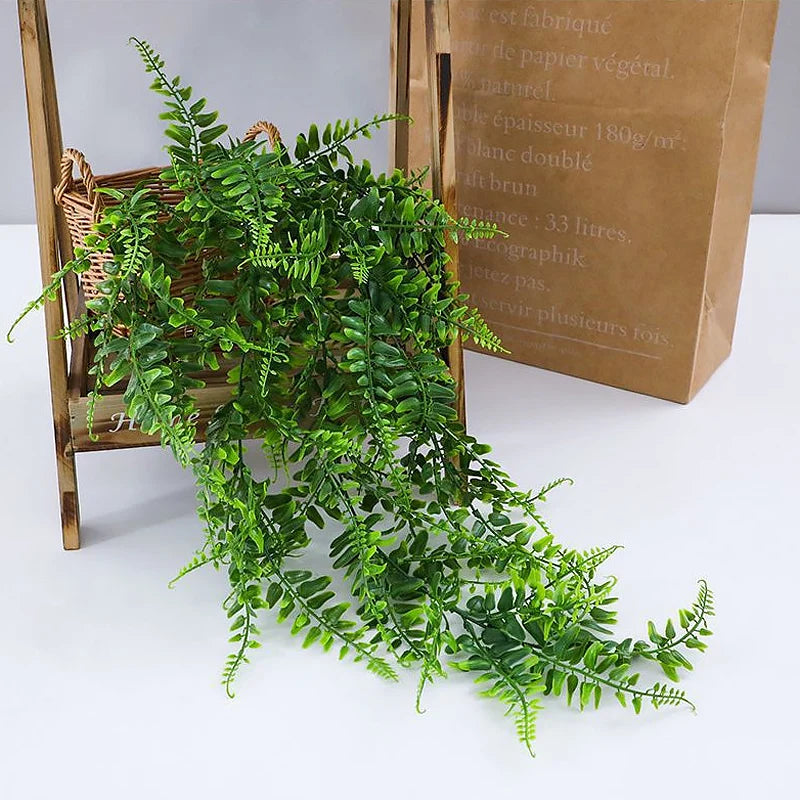 90cm Persian fern Leaves Vines Home Room Decor Hanging Artificial Plant Plastic Leaf Grass Wall Balcony Decoration