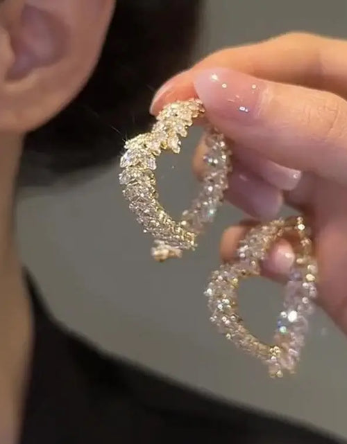 Load image into Gallery viewer, New Design Luxury Zircon Flower Stud Earrings for Women Fashion Brand Jewelry Crystal Leaves Earrings