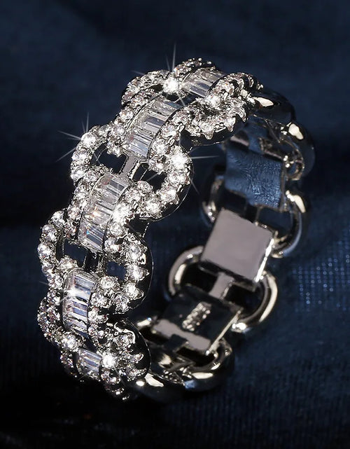 Load image into Gallery viewer, Fashion Luxury Large Row Flashing Zircon Ring  Chain Type 925 Stamp Jewelry