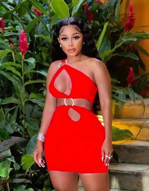 Load image into Gallery viewer, Plus Size  New Women's Fashion Sexy Circle Hollow Open Back Slim Bodycon Dress