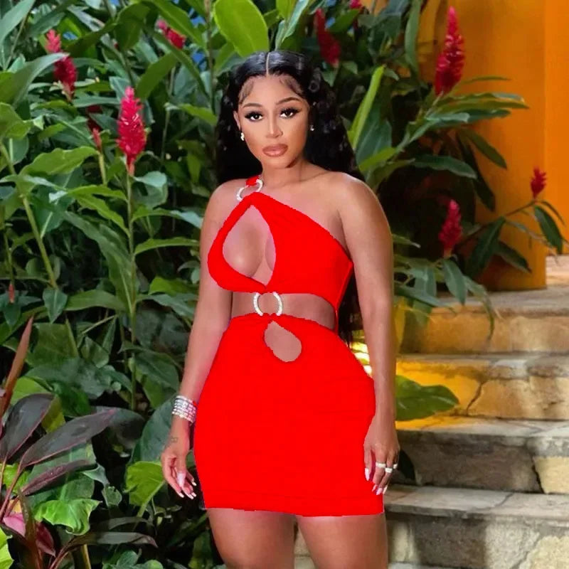 Plus Size  New Women's Fashion Sexy Circle Hollow Open Back Slim Bodycon Dress