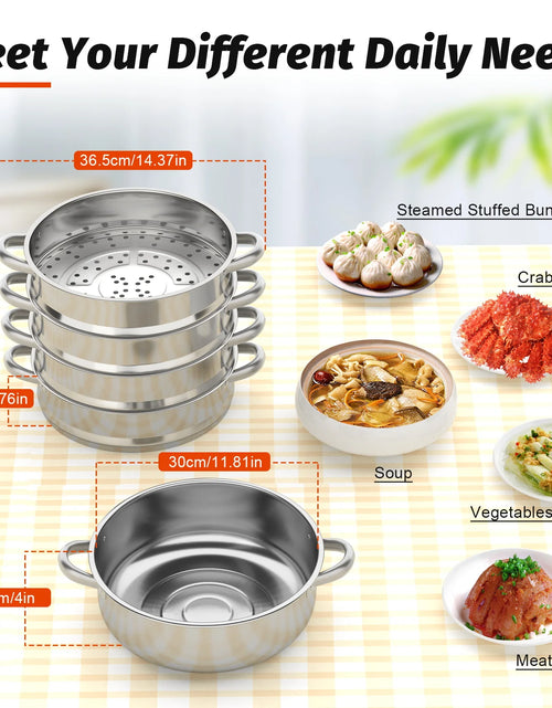 Load image into Gallery viewer, 5-Layer Stainless Steel Thick Steam Pot Large-Capacity Universal Cooking Steamer Pot for Healthy Food Cooking