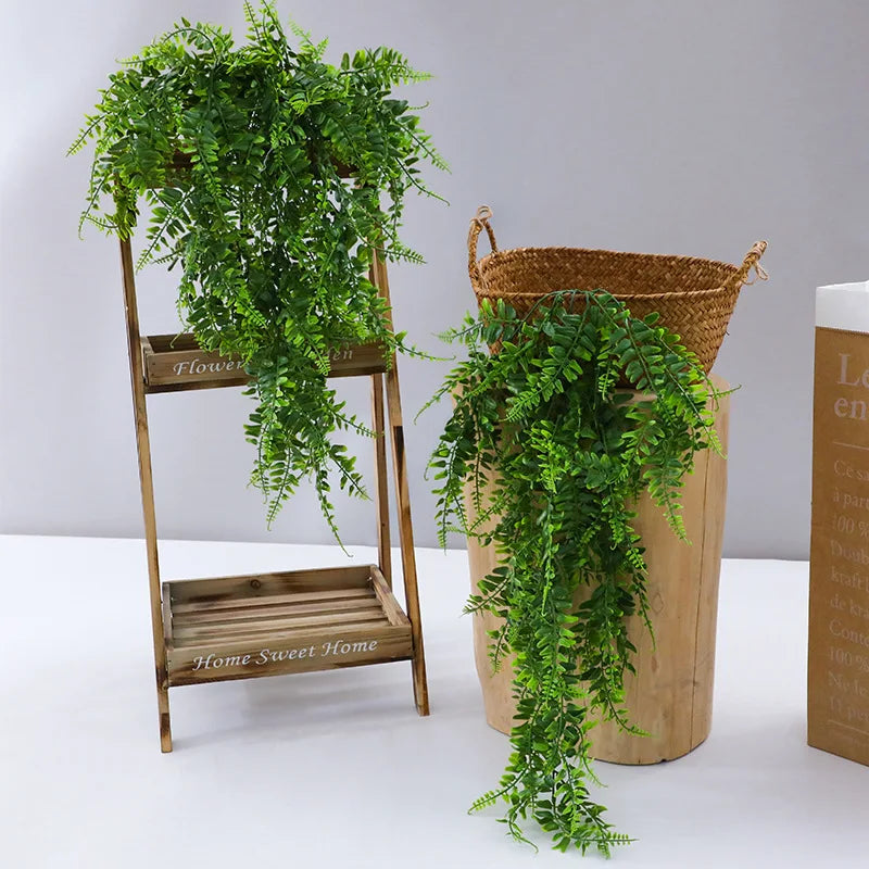 90cm Persian fern Leaves Vines Home Room Decor Hanging Artificial Plant Plastic Leaf Grass Wall Balcony Decoration